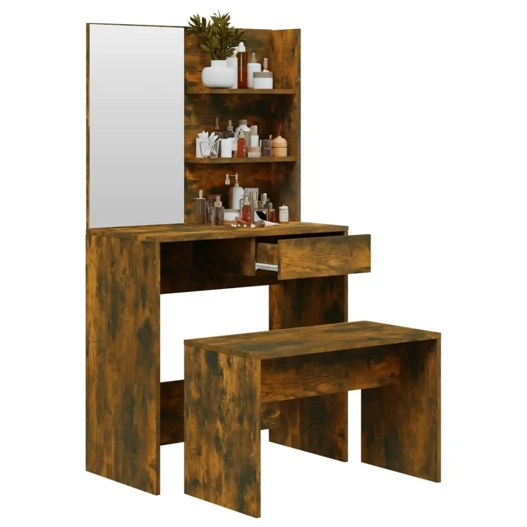 Dressing Table Set Smoked Oak 74.5x40x141 cm 3114144