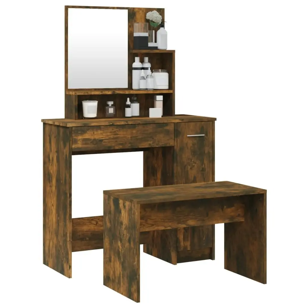 Dressing Table Set Smoked Oak 86.5x35x136 cm 3114152