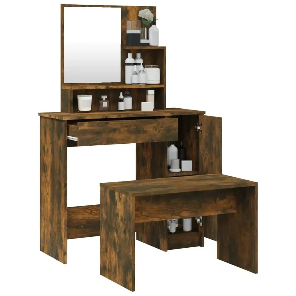 Dressing Table Set Smoked Oak 86.5x35x136 cm 3114152