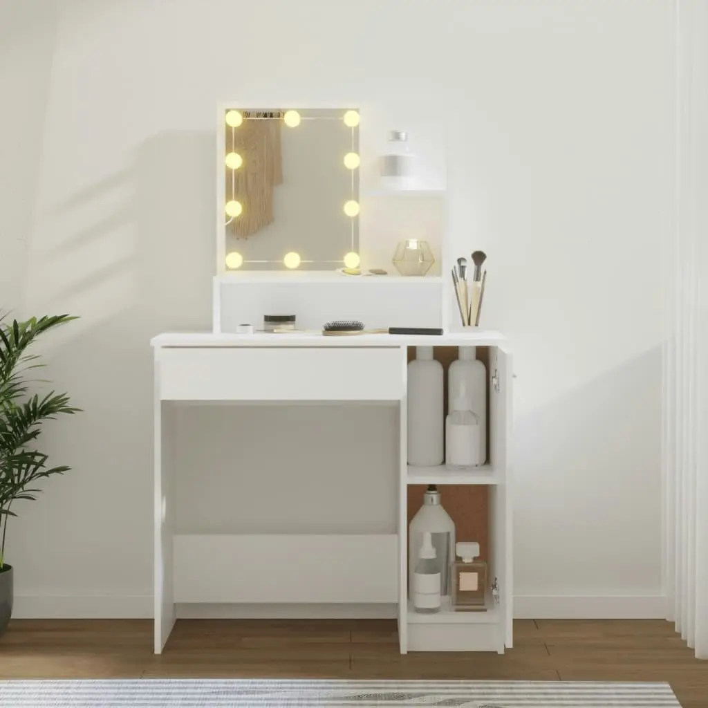 Dressing Table with LED White 86.5x35x136 cm 808810