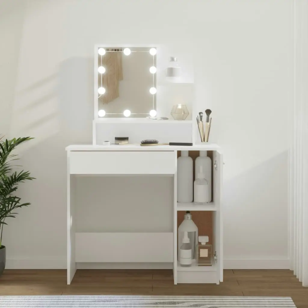 Dressing Table with LED White 86.5x35x136 cm 808810