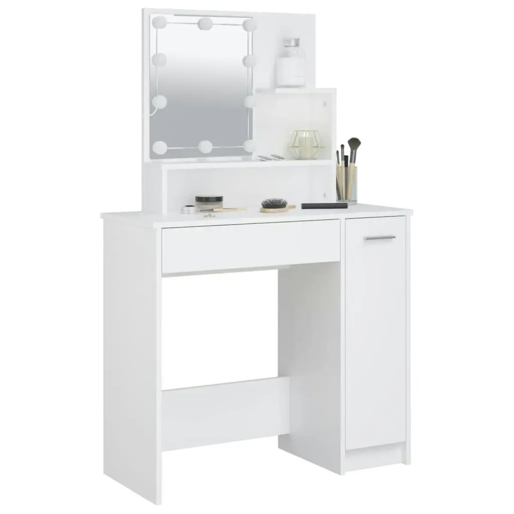 Dressing Table with LED White 86.5x35x136 cm 808810