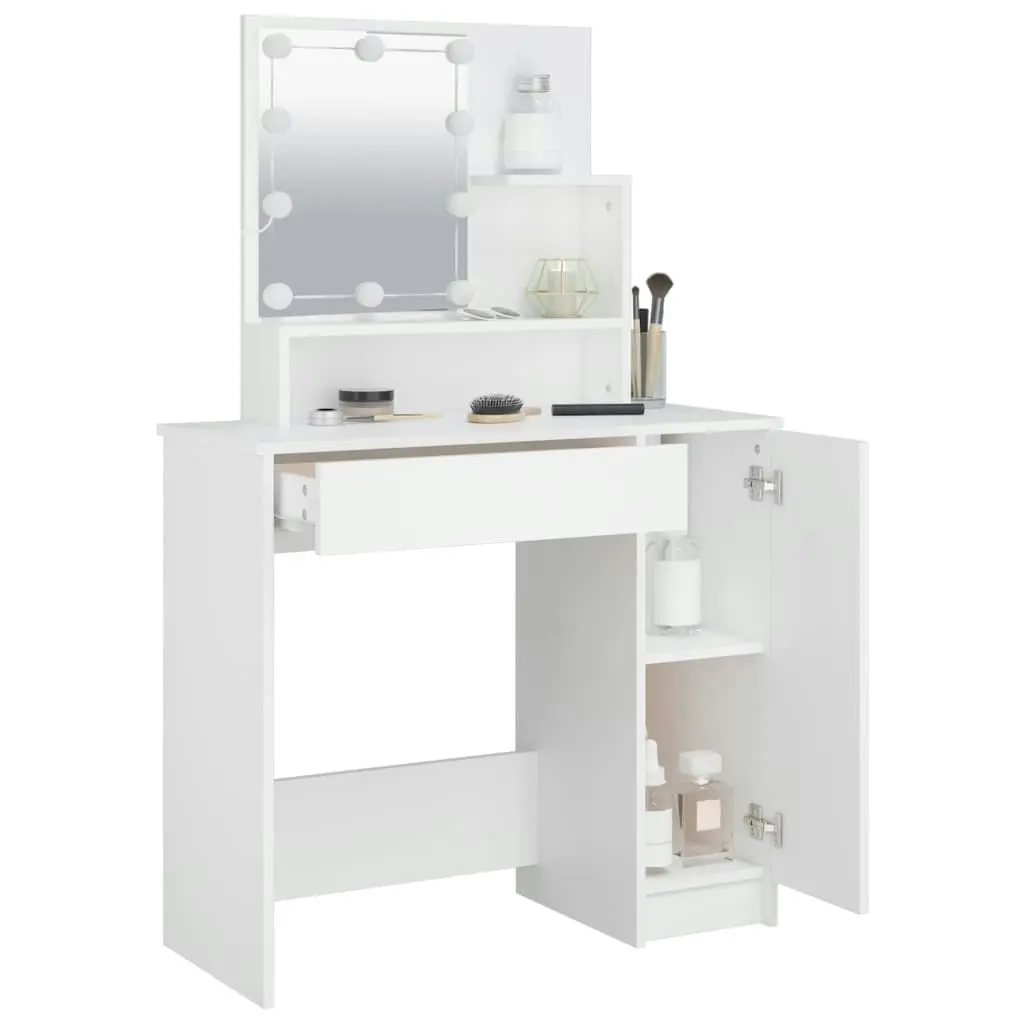 Dressing Table with LED White 86.5x35x136 cm 808810