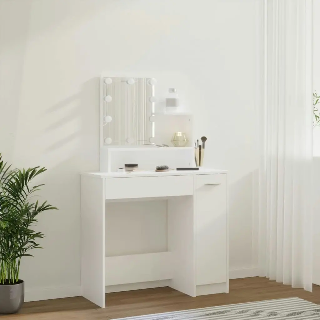 Dressing Table with LED White 86.5x35x136 cm 808810