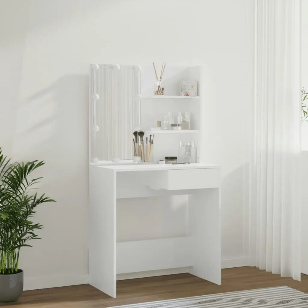 Dressing Table with LED White 74.5x40x141 cm 808801