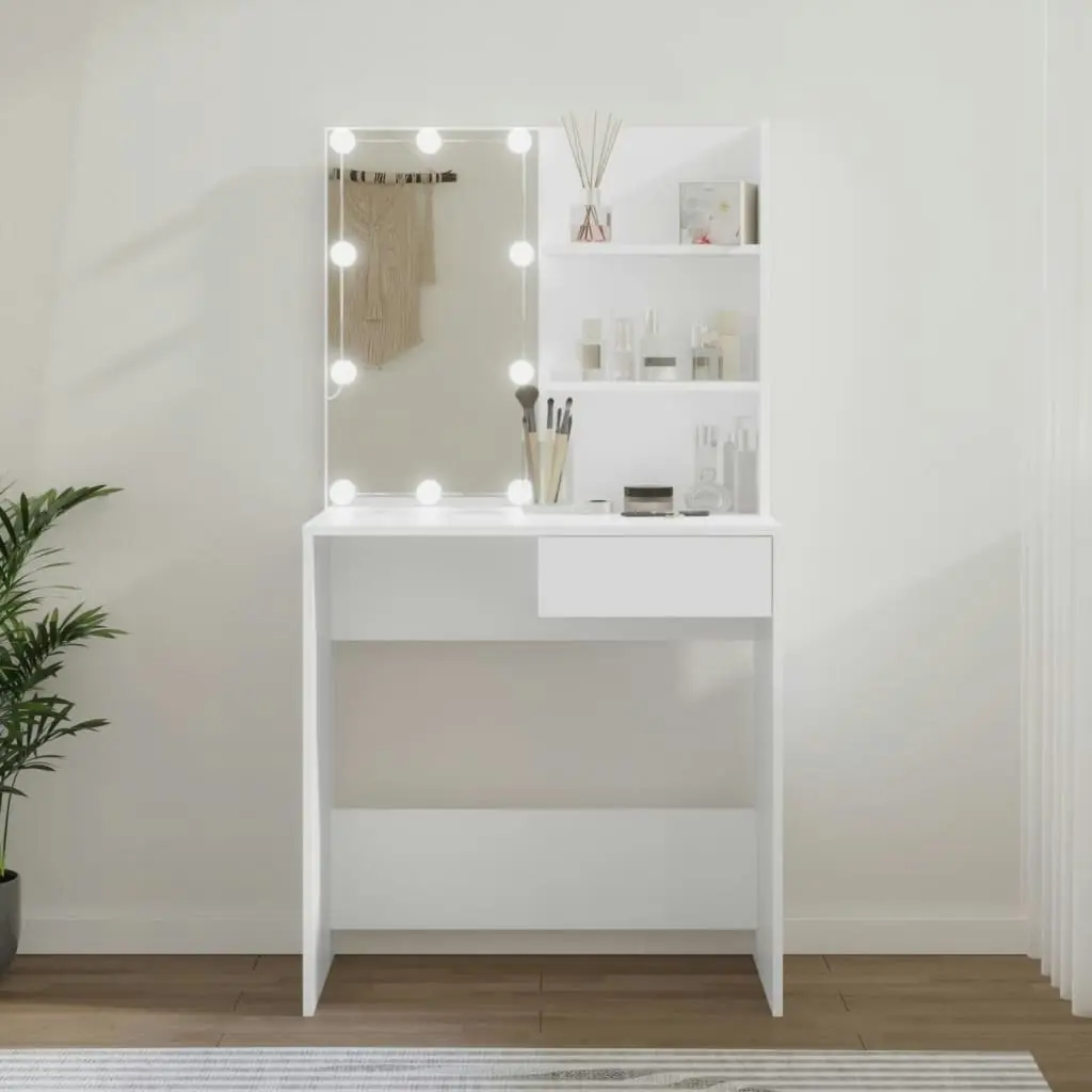 Dressing Table with LED White 74.5x40x141 cm 808801