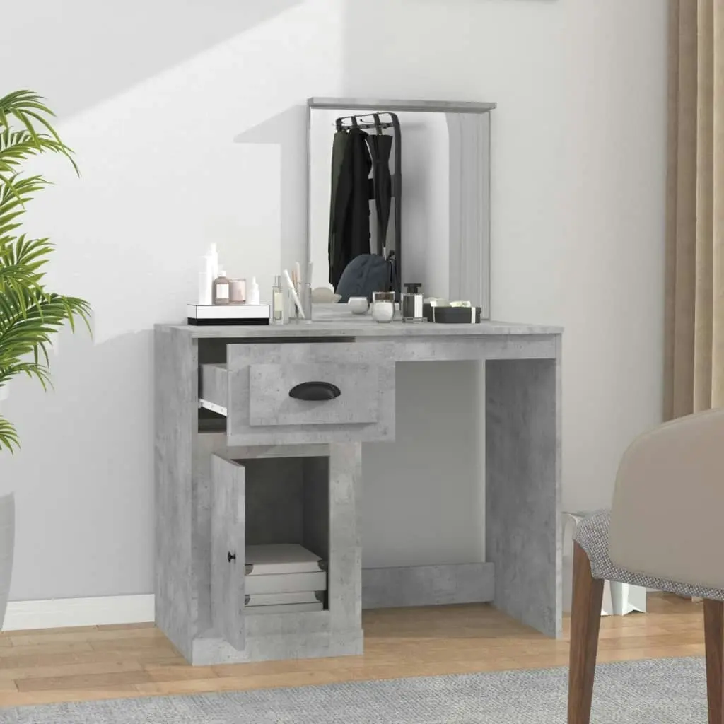 Dressing Table with Mirror Concrete Grey 90x50x132.5 cm Engineered Wood 816764