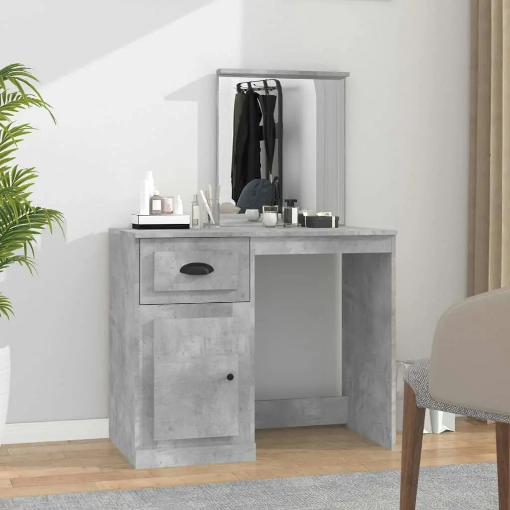 Dressing Table with Mirror Concrete Grey 90x50x132.5 cm Engineered Wood 816764