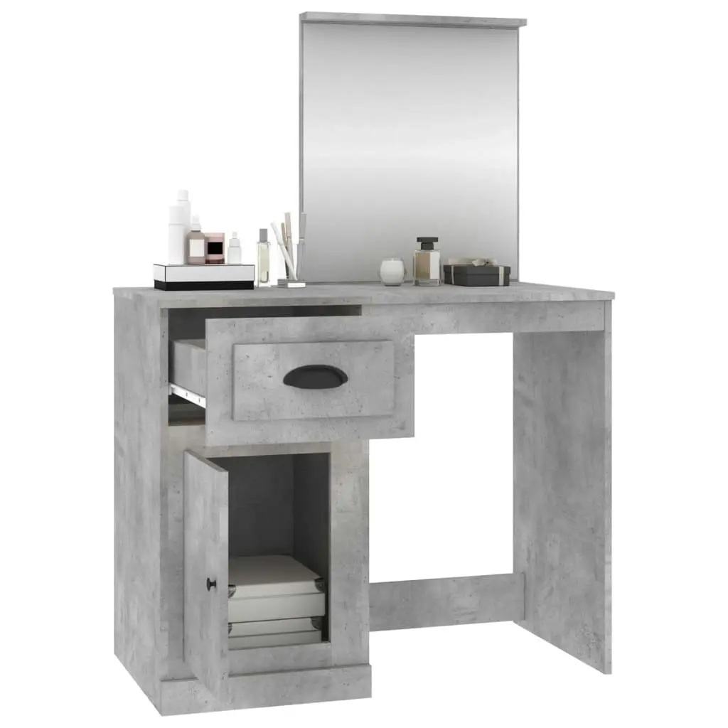 Dressing Table with Mirror Concrete Grey 90x50x132.5 cm Engineered Wood 816764