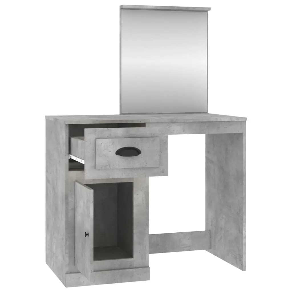 Dressing Table with Mirror Concrete Grey 90x50x132.5 cm Engineered Wood 816764