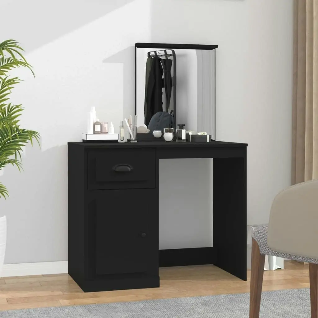 Dressing Table with Mirror Black 90x50x132.5 cm Engineered Wood 816761