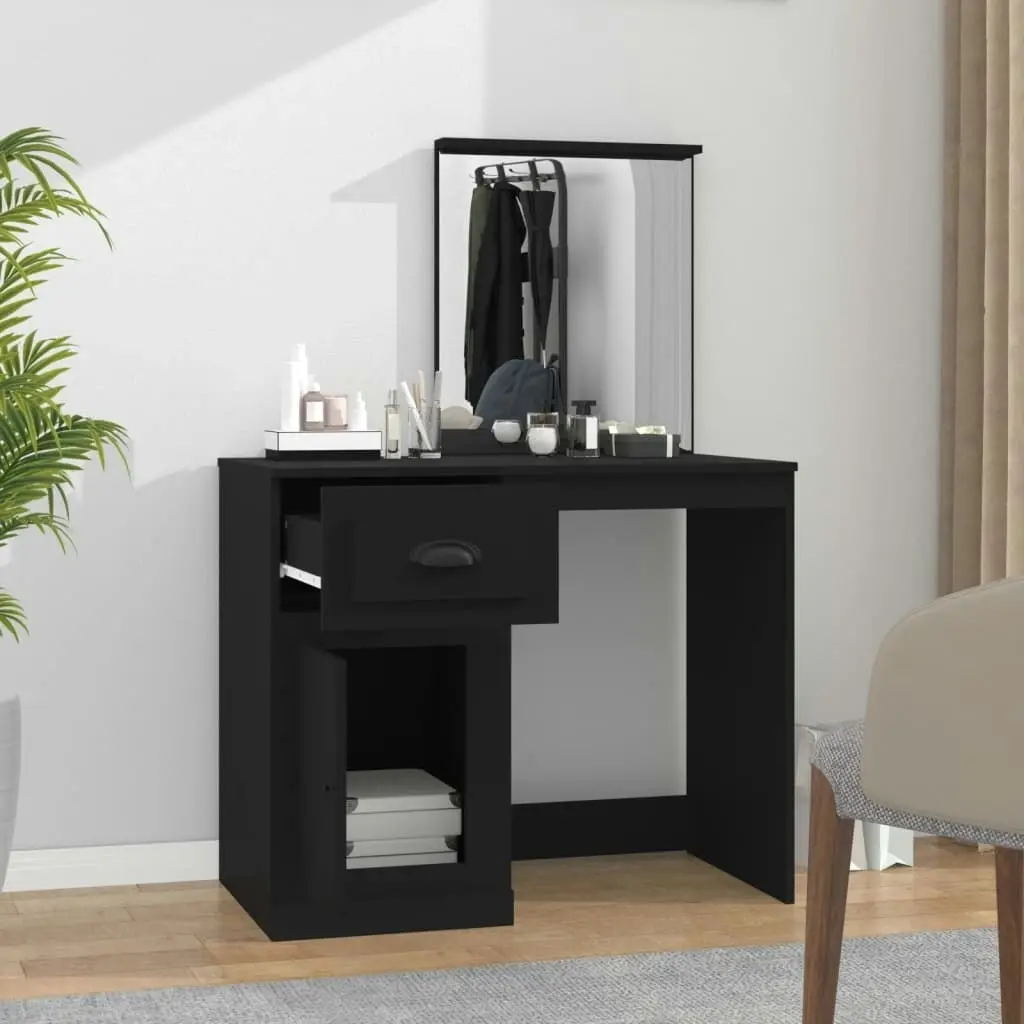 Dressing Table with Mirror Black 90x50x132.5 cm Engineered Wood 816761