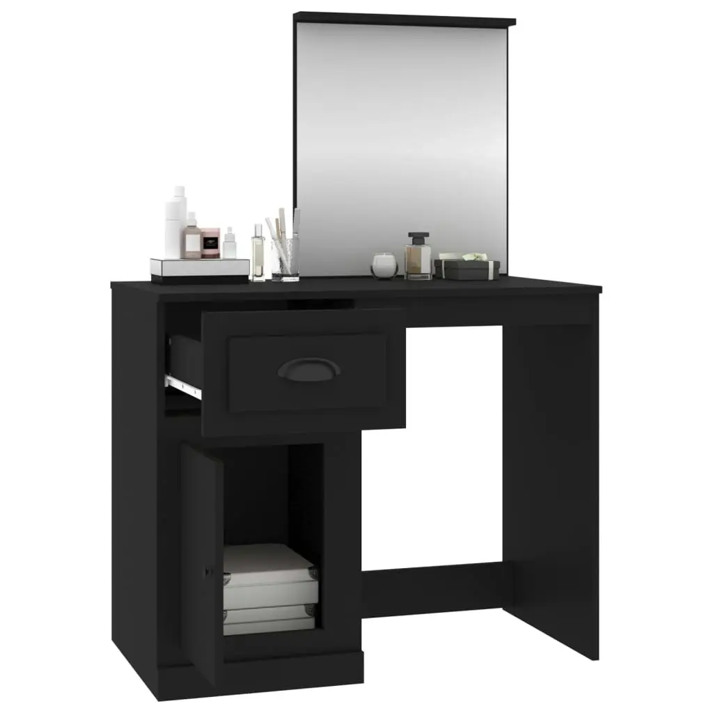 Dressing Table with Mirror Black 90x50x132.5 cm Engineered Wood 816761