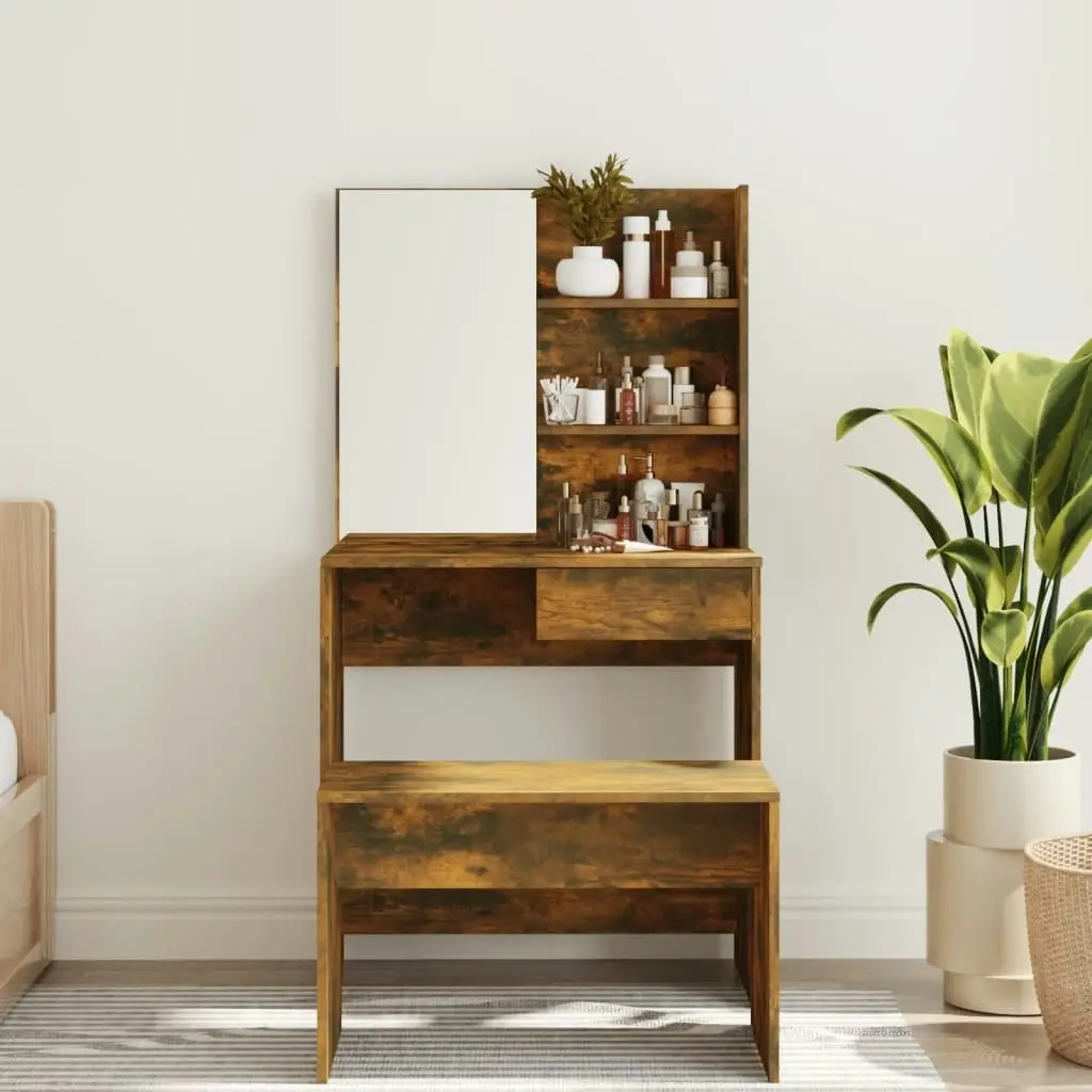 Dressing Table with Mirror Smoked Oak 74.5x40x141 cm 820490