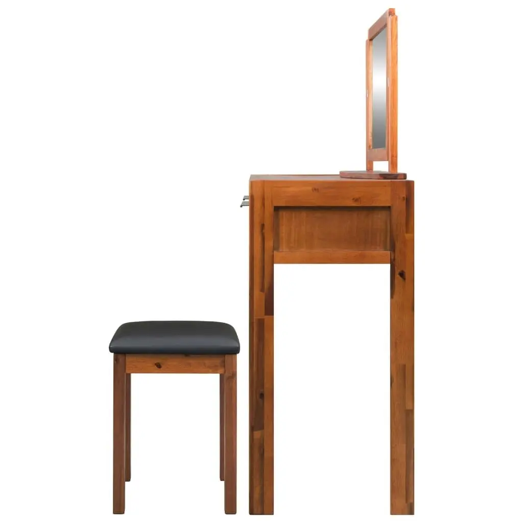 Dressing Table with Stool and Mirror Solid Acacia Wood 245191