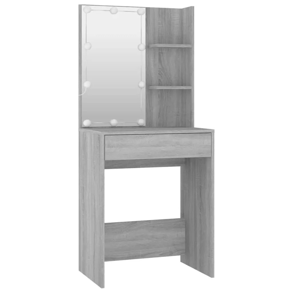 Dressing Table Set with LED Grey Sonoma Engineered Wood 3114137