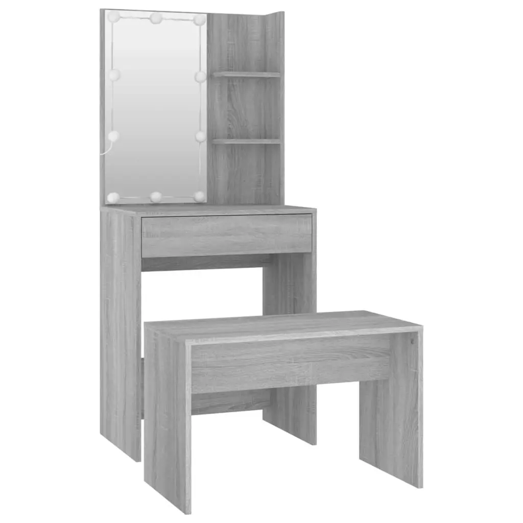 Dressing Table Set with LED Grey Sonoma Engineered Wood 3114137