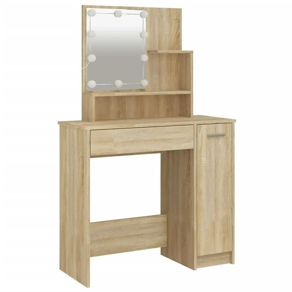 Dressing Table Set with LED Sonoma Oak Engineered Wood 3114117