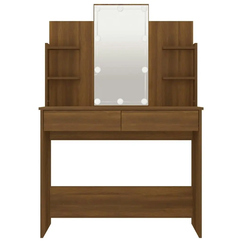 Dressing Table with LED Brown Oak 96x40x142 cm 820489