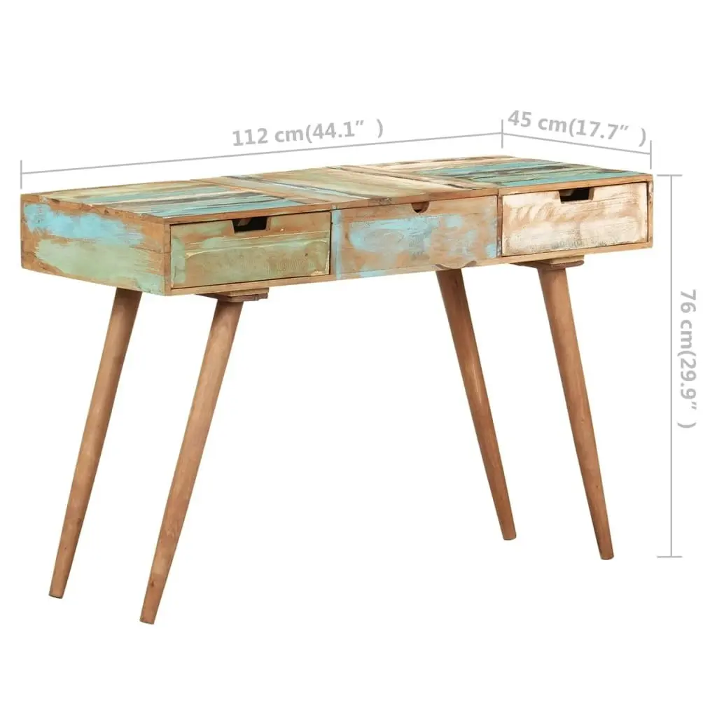 Dressing Table with Mirror 112x45x76 cm Solid Reclaimed Wood 323591