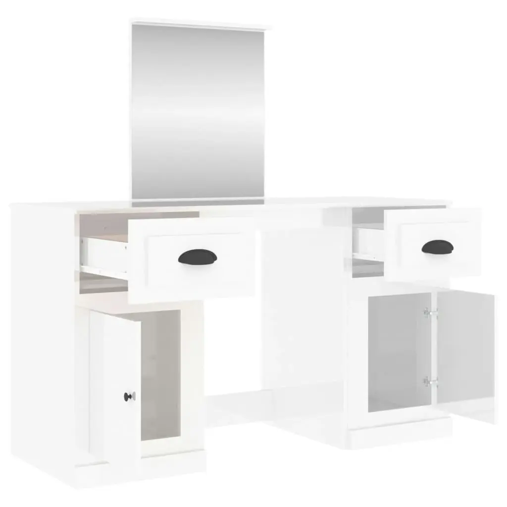 Dressing Table with Mirror High Gloss White 130x50x132.5 cm 3185337