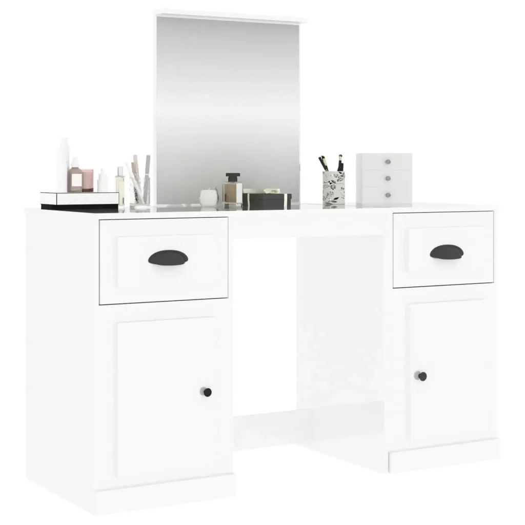 Dressing Table with Mirror High Gloss White 130x50x132.5 cm 3185337