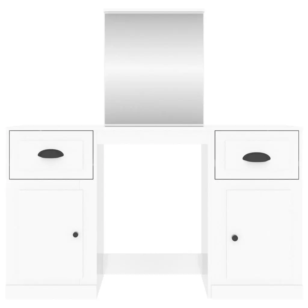 Dressing Table with Mirror High Gloss White 130x50x132.5 cm 3185337