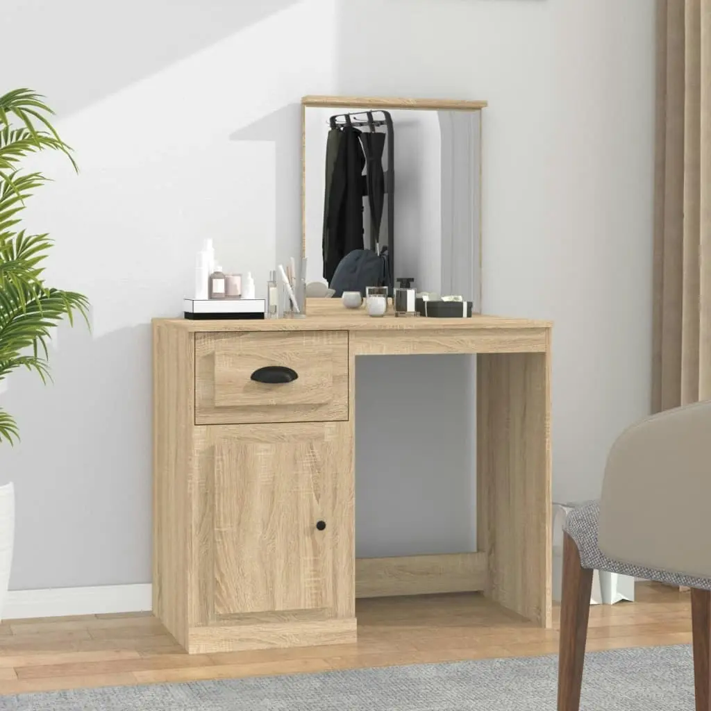 Dressing Table with Mirror Sonoma Oak 90x50x132.5 cm Engineered Wood 816763