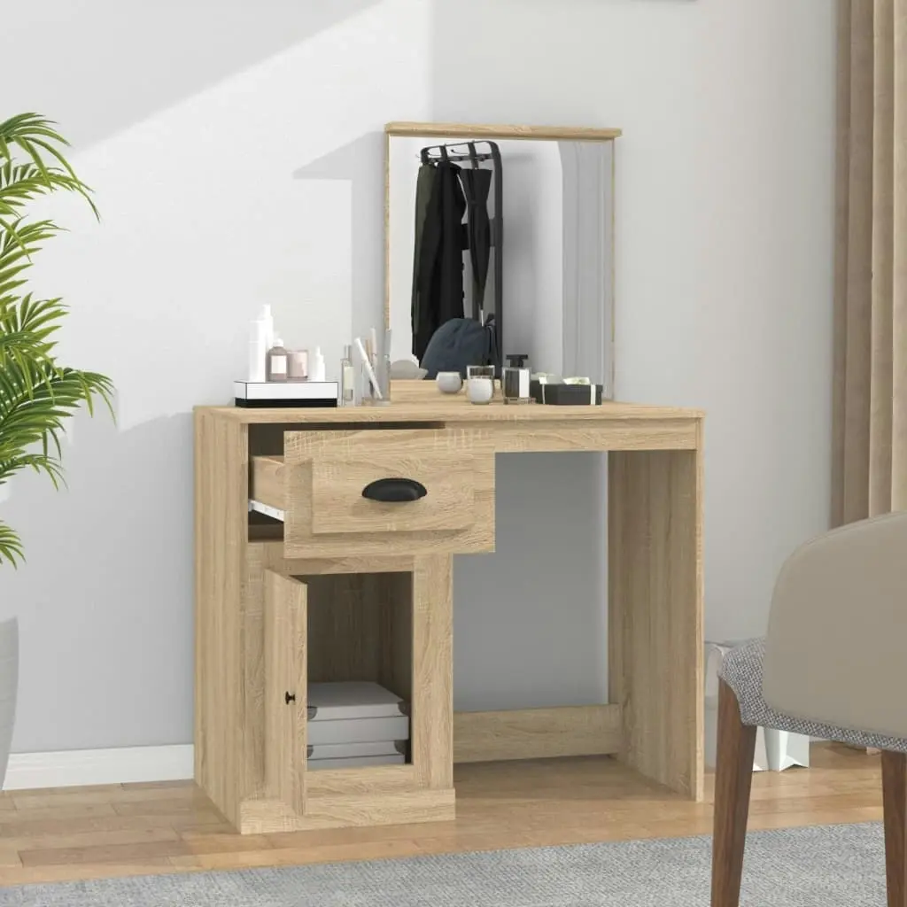 Dressing Table with Mirror Sonoma Oak 90x50x132.5 cm Engineered Wood 816763