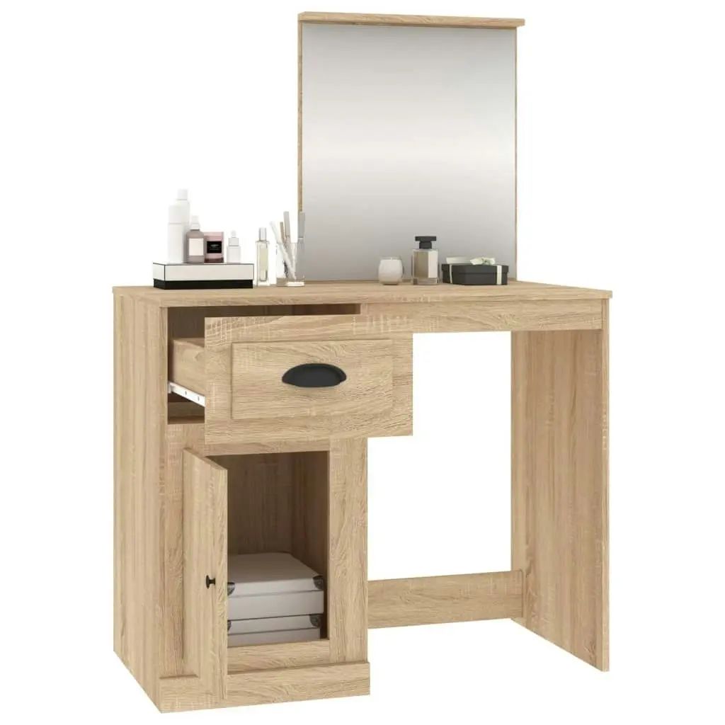 Dressing Table with Mirror Sonoma Oak 90x50x132.5 cm Engineered Wood 816763