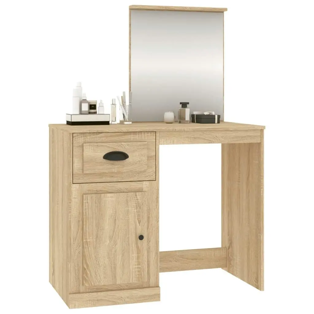 Dressing Table with Mirror Sonoma Oak 90x50x132.5 cm Engineered Wood 816763