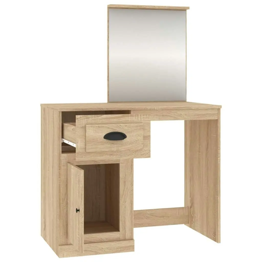 Dressing Table with Mirror Sonoma Oak 90x50x132.5 cm Engineered Wood 816763