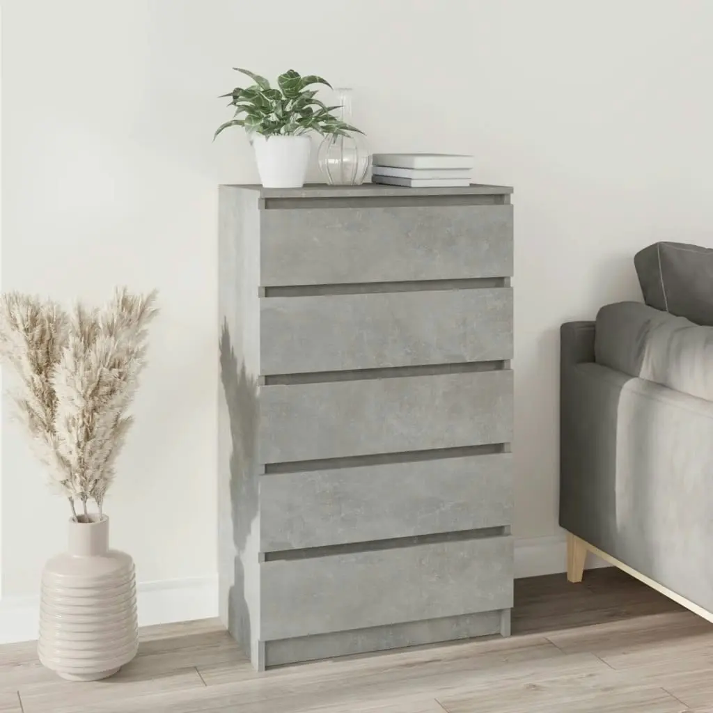 Drawer Cabinet Concrete Grey 60x36x103 cm Engineered Wood 823020