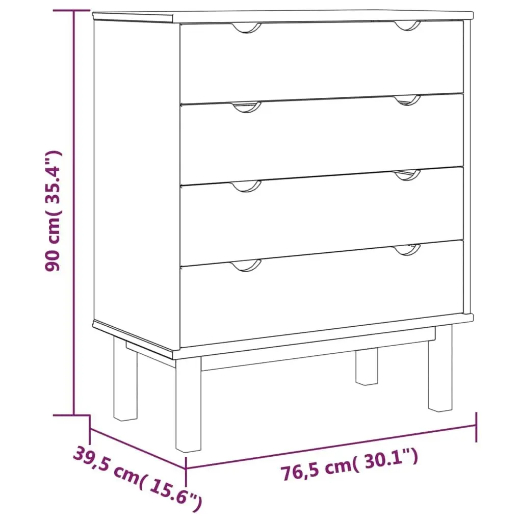 Drawer Cabinet OTTA 76.5x39.5x90cm Solid Wood Pine 348582