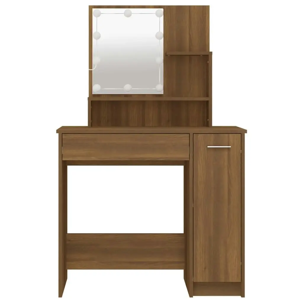 Dressing Table with LED Brown Oak 86.5x35x136 cm 820486