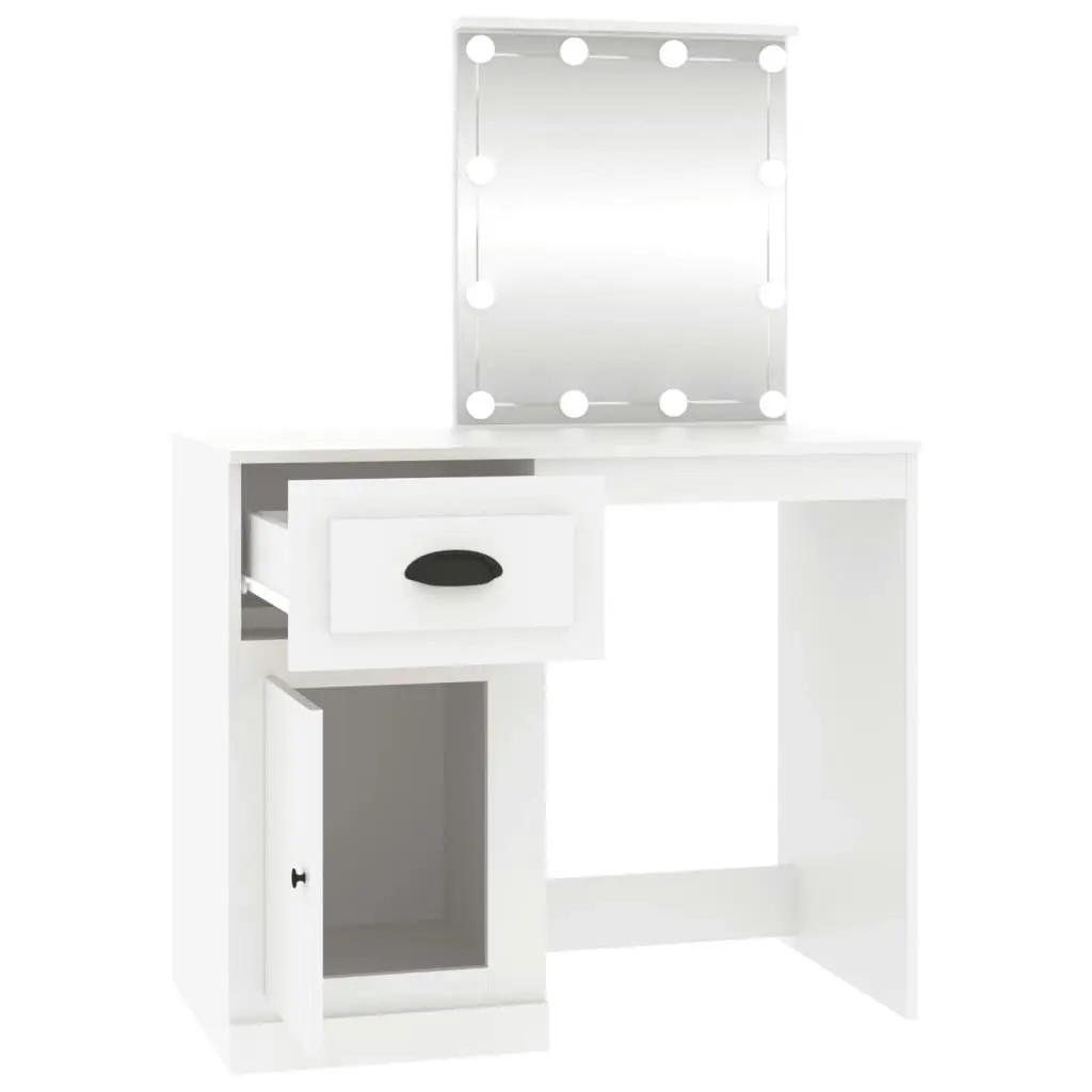 Dressing Table with LED White 90x50x132.5 cm Engineered Wood 816768