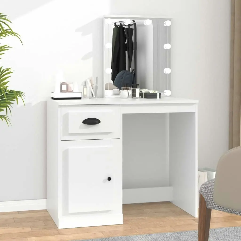 Dressing Table with LED White 90x50x132.5 cm Engineered Wood 816768