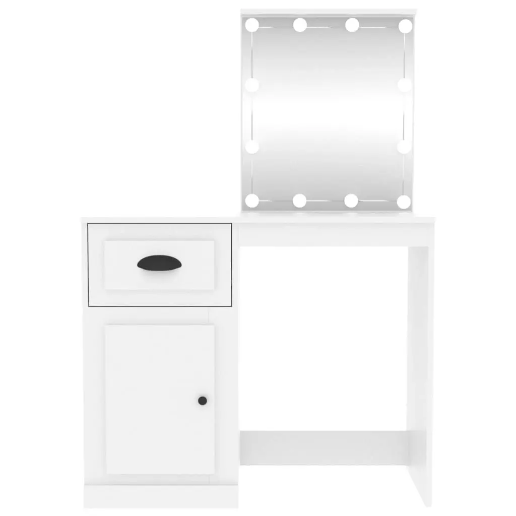 Dressing Table with LED White 90x50x132.5 cm Engineered Wood 816768