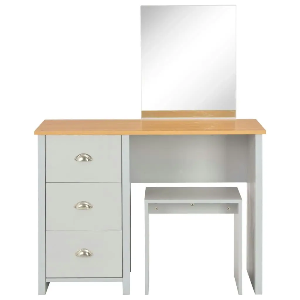 Dressing Table with Mirror and Stool Grey 104x45x131 cm 283744