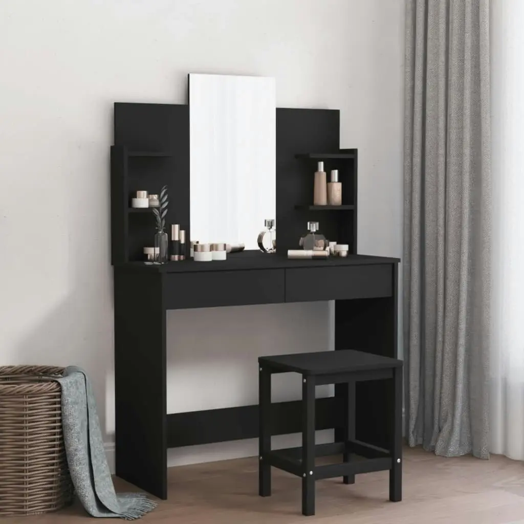 Dressing Table with Mirror Black 96x39x142 cm 837575