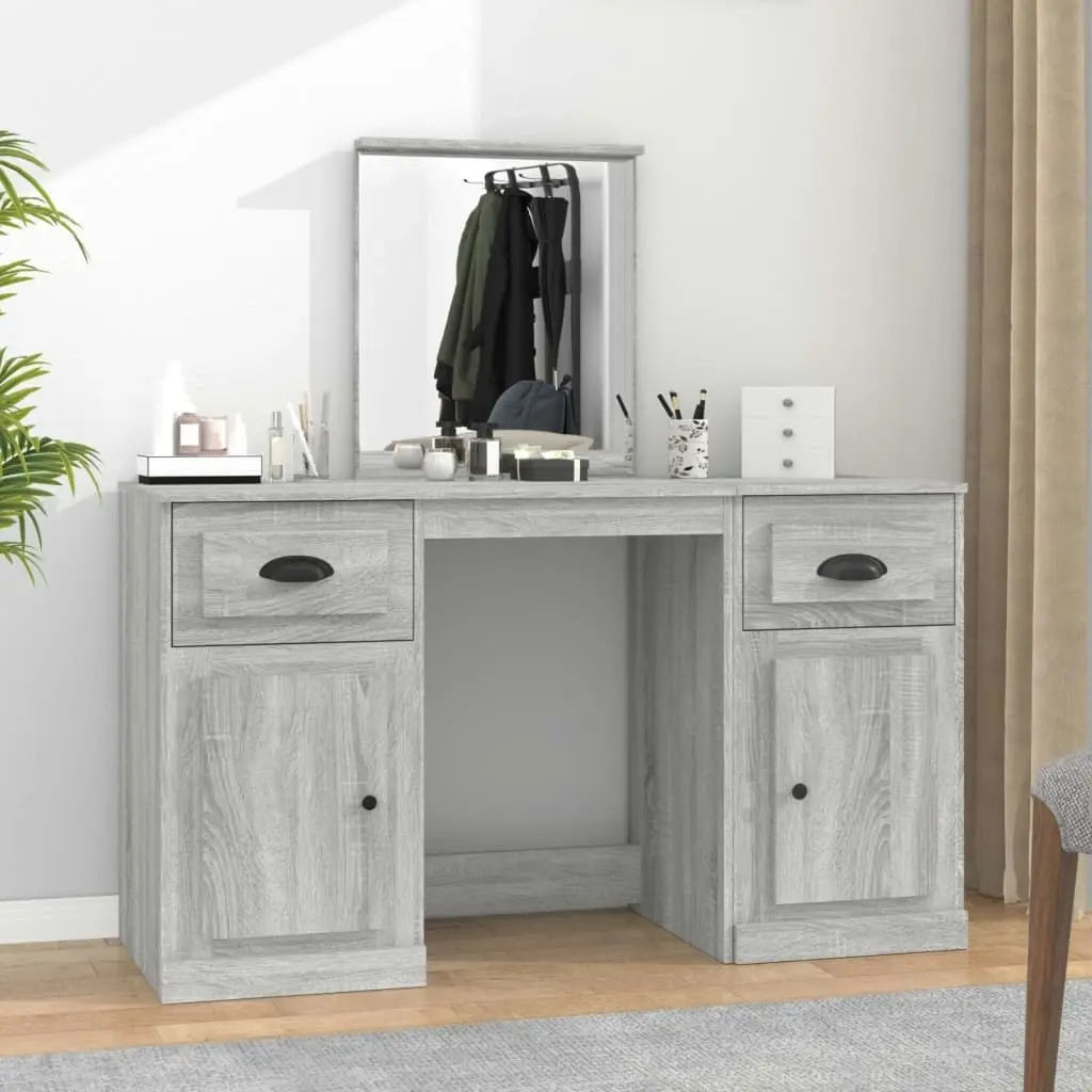 Dressing Table with Mirror Grey Sonoma 130x50x132.5 cm 3185341