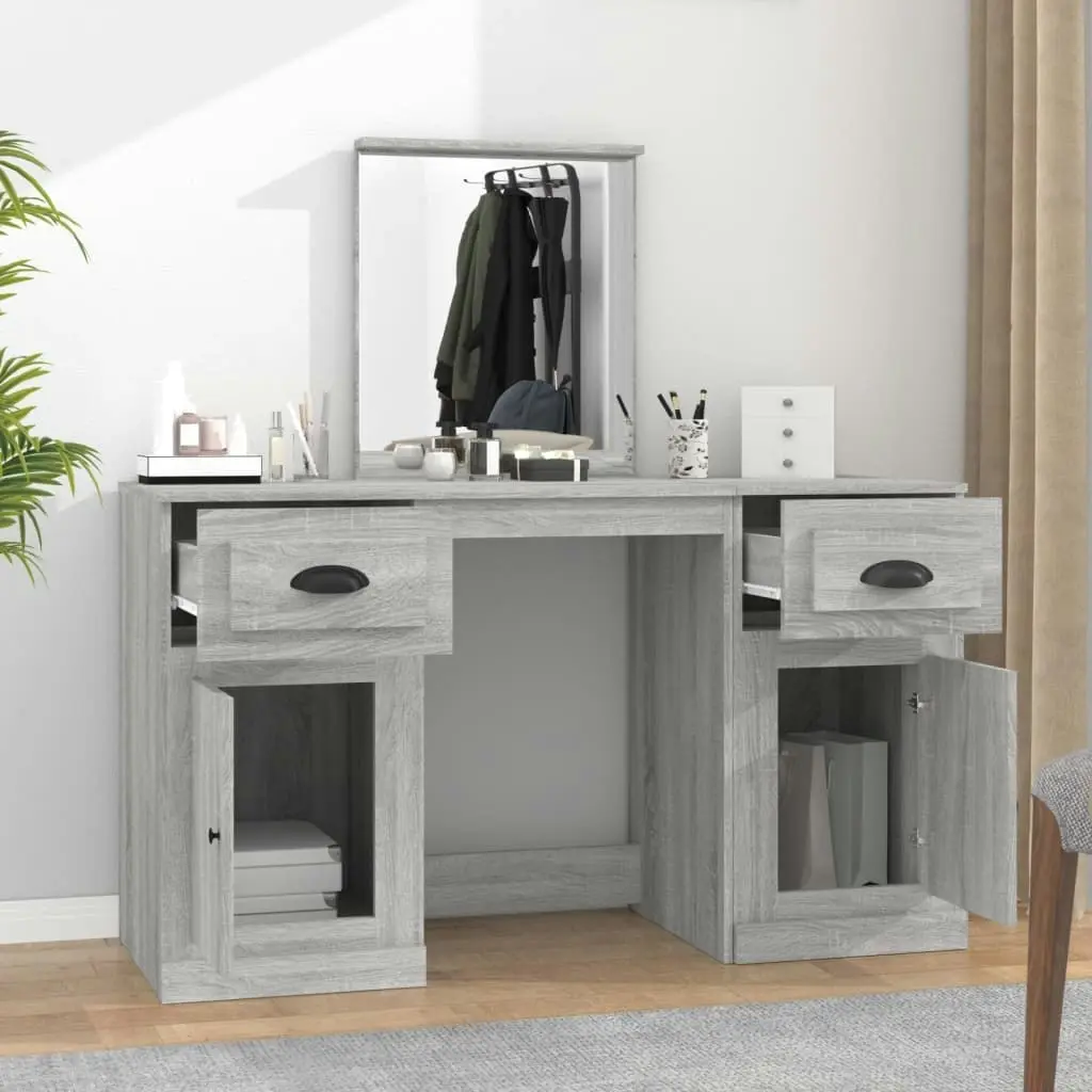 Dressing Table with Mirror Grey Sonoma 130x50x132.5 cm 3185341