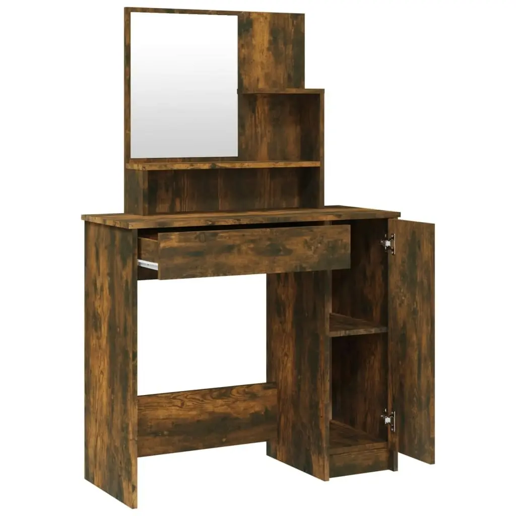 Dressing Table with Mirror Smoked Oak 86.5x35x136 cm 820493