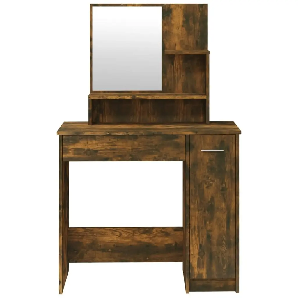 Dressing Table with Mirror Smoked Oak 86.5x35x136 cm 820493