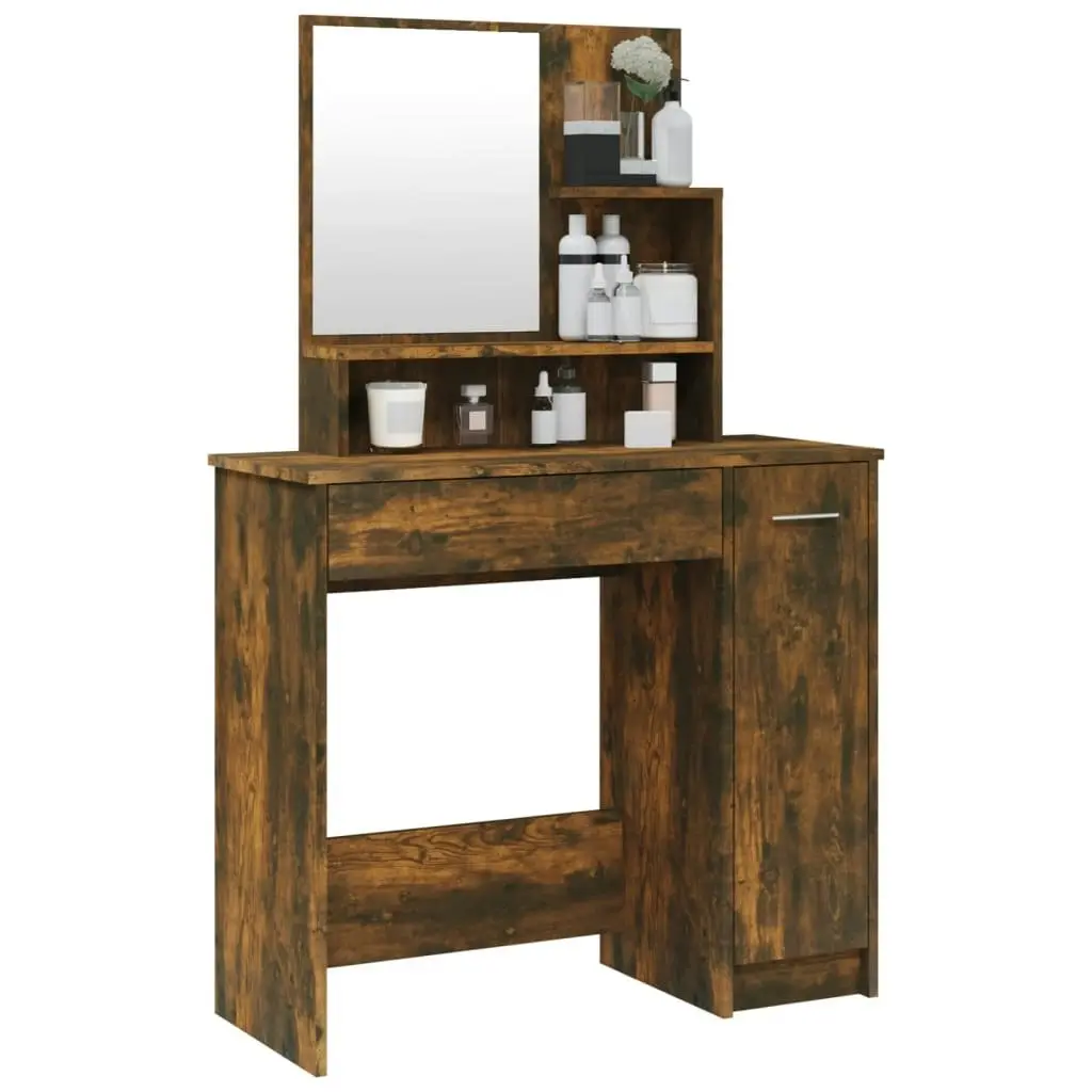 Dressing Table with Mirror Smoked Oak 86.5x35x136 cm 820493