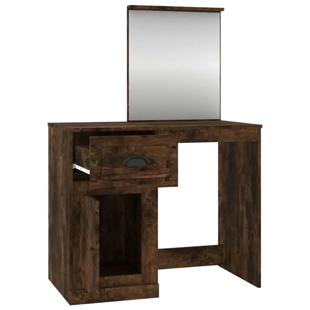 Dressing Table with Mirror Smoked Oak 90x50x132.5 cm Engineered Wood 816765