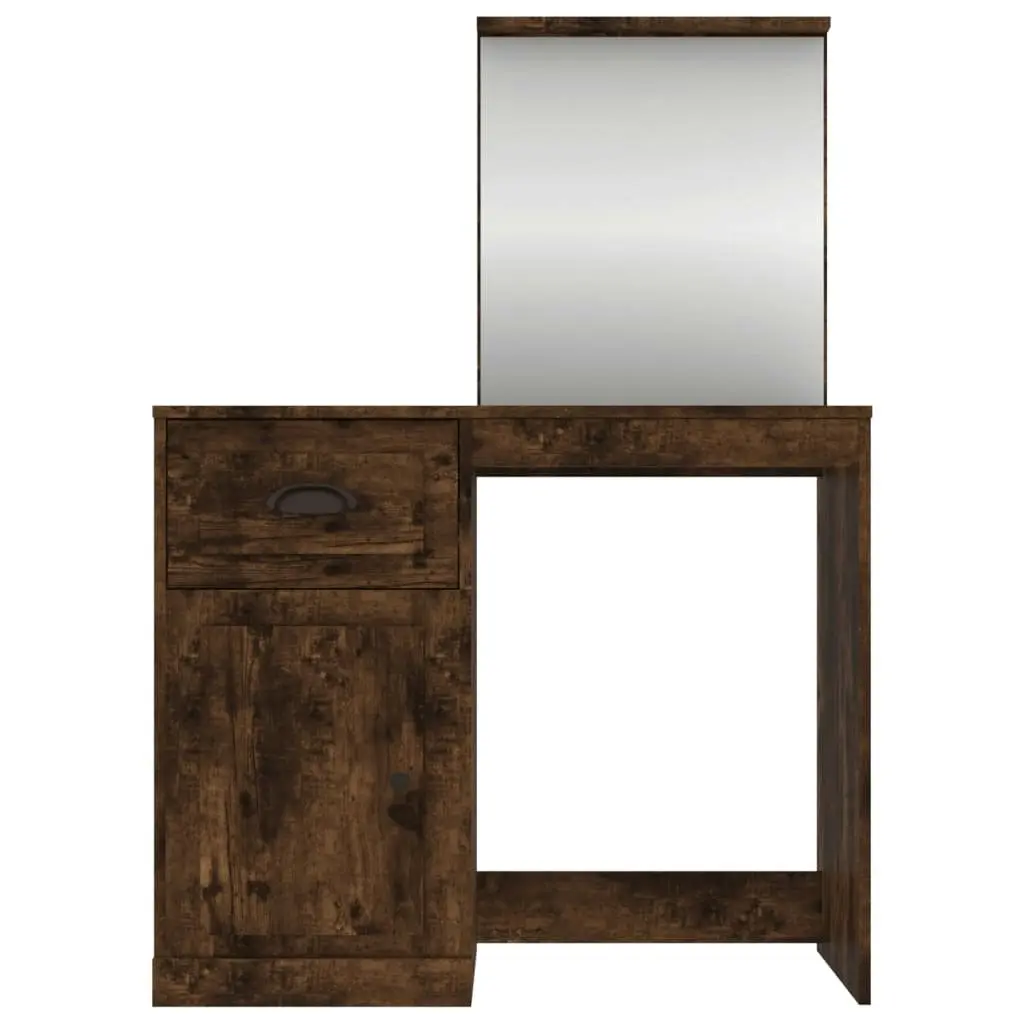 Dressing Table with Mirror Smoked Oak 90x50x132.5 cm Engineered Wood 816765