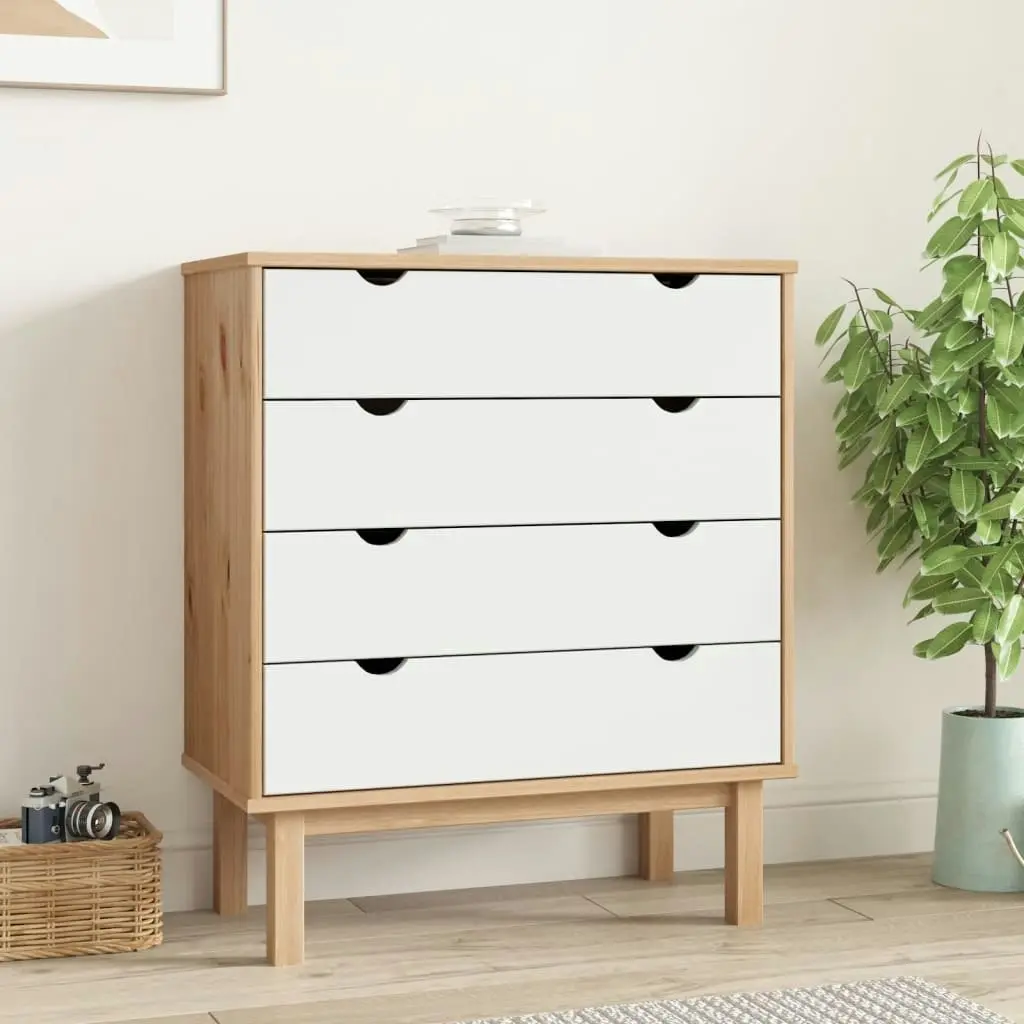 Drawer Cabinet OTTA Brown&White 76.5x39.5x90cm Solid Wood Pine 348584