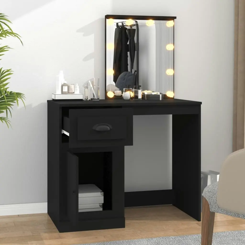 Dressing Table with LED Black 90x50x132.5 cm Engineered Wood 816769