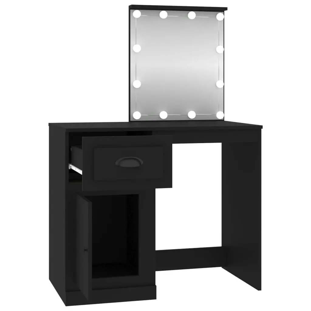 Dressing Table with LED Black 90x50x132.5 cm Engineered Wood 816769